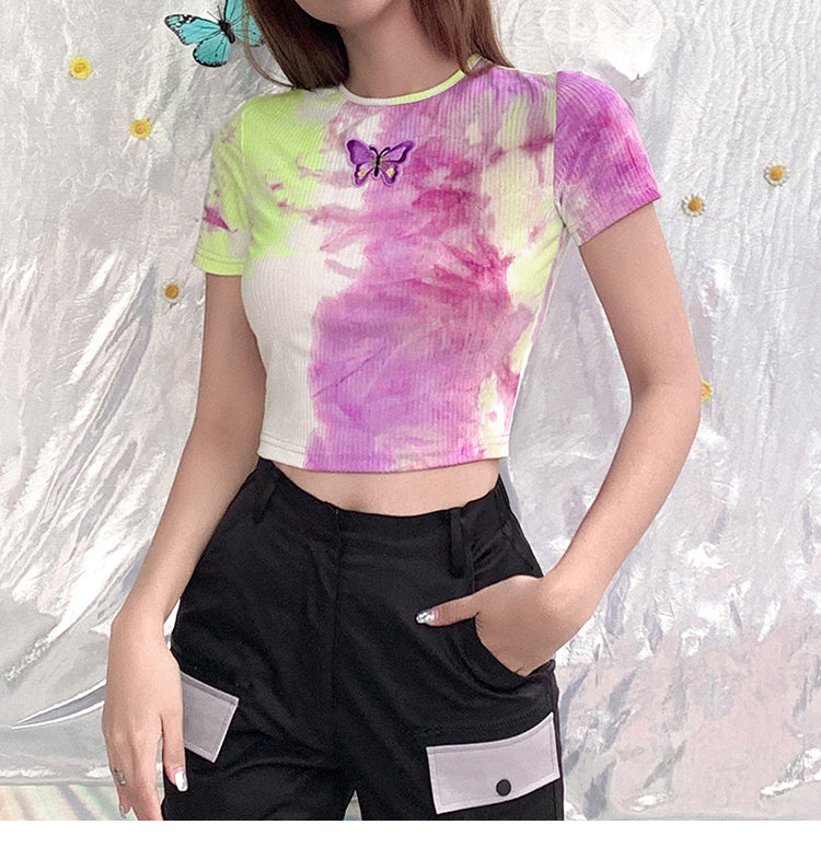 Tie-Dye Butterfly T-Shirt Short Sleeve