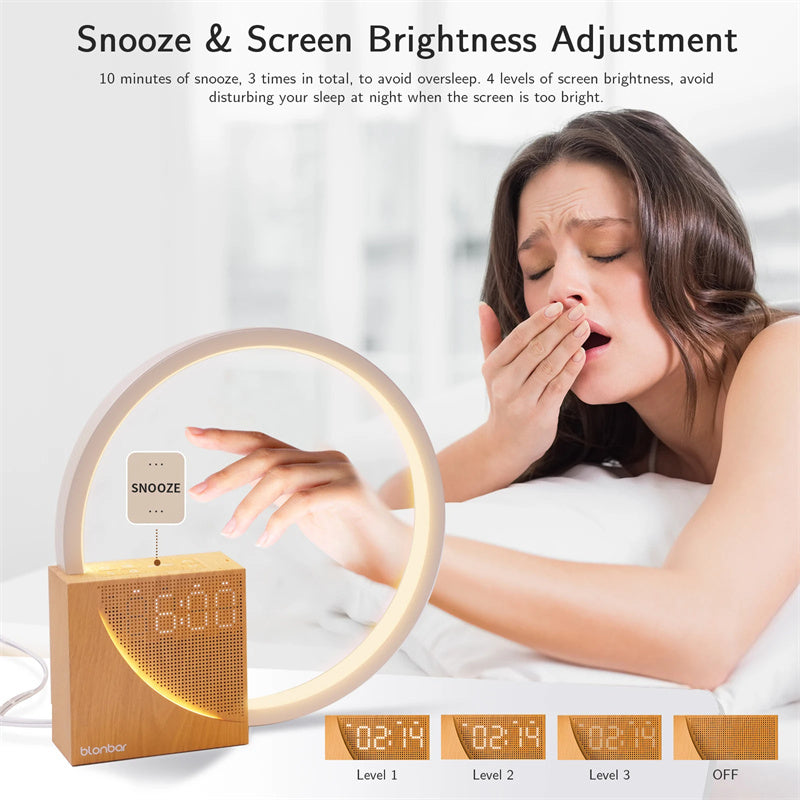 Touch Table Bedside Lamp With Natural Sounds With Alarm Clock, Touch Control 3 Level Brightness