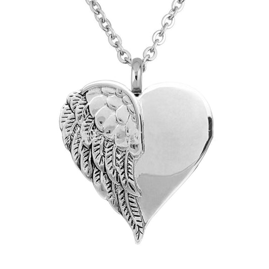 Heart Shaped Wings Perfume Bottle Pendant Necklace