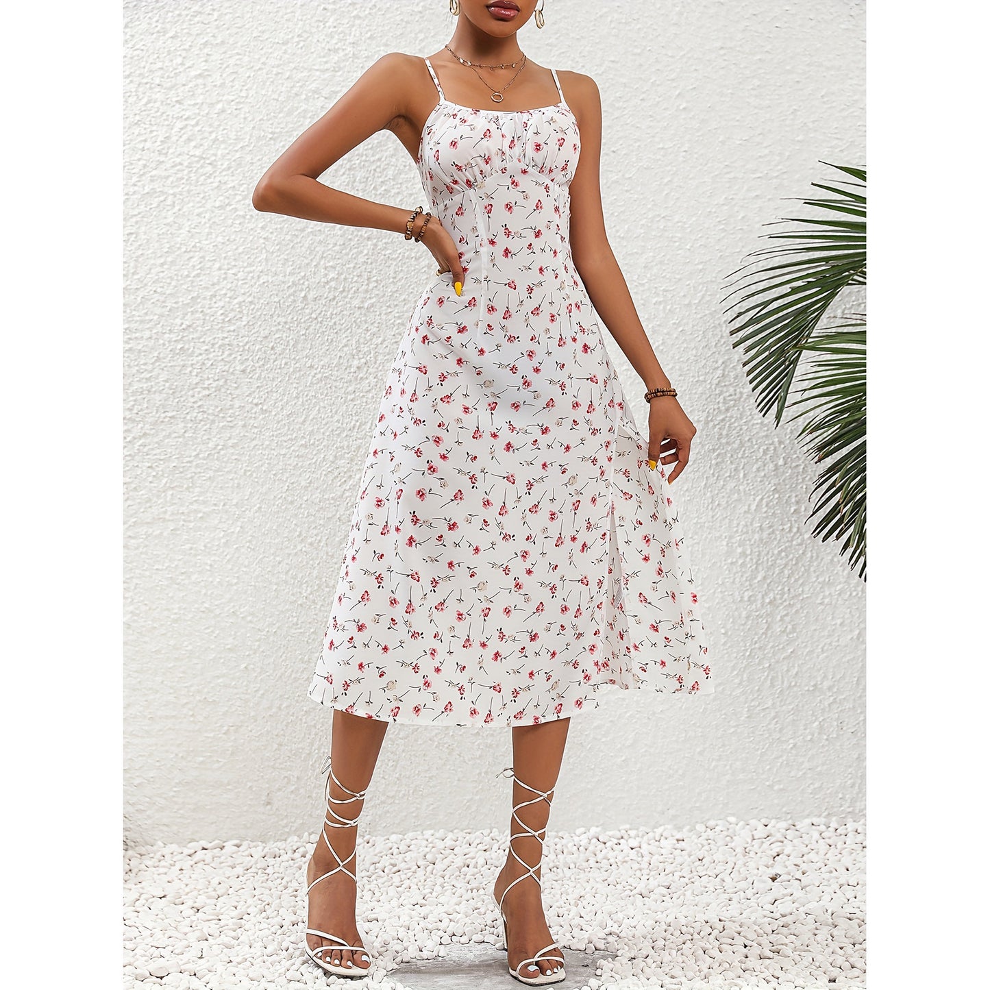 Polka Dot Print Suspender Summer Dress Summer