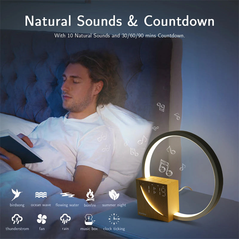 Touch Table Bedside Lamp With Natural Sounds With Alarm Clock, Touch Control 3 Level Brightness