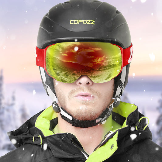 Lunettes de ski magnétiques double couche anti-buée