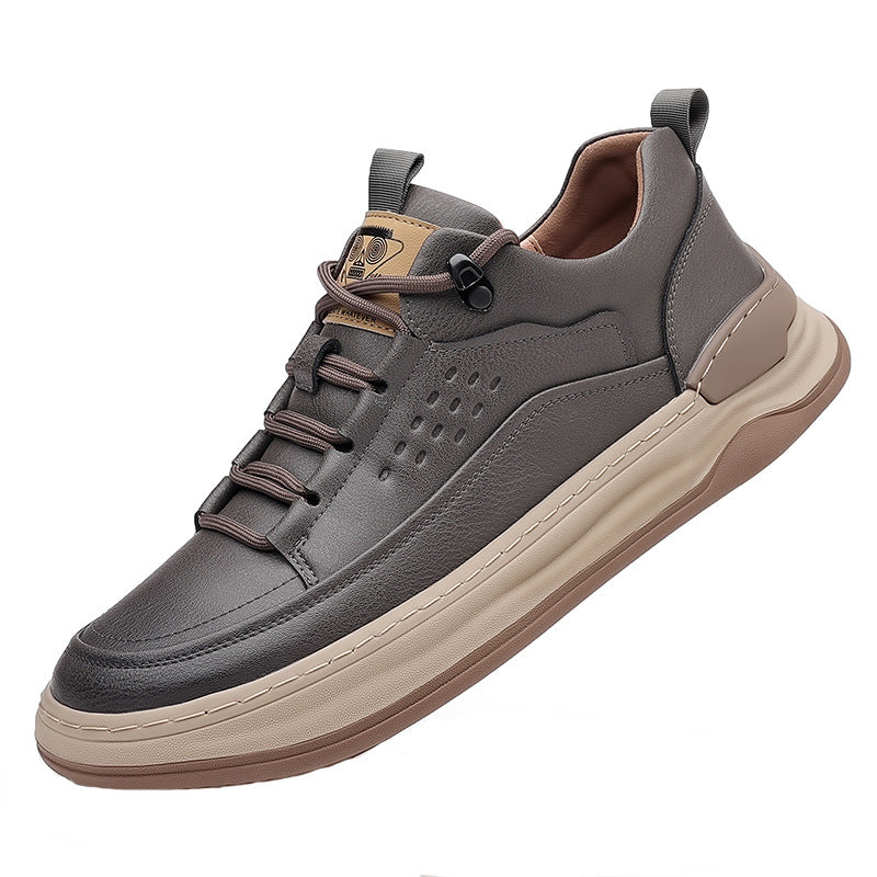 Herbst neue Herren Leder atmungsaktive weiche Sohle Sneakers