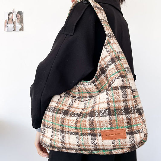 Plaid Retro Large Capacity Bag For Women