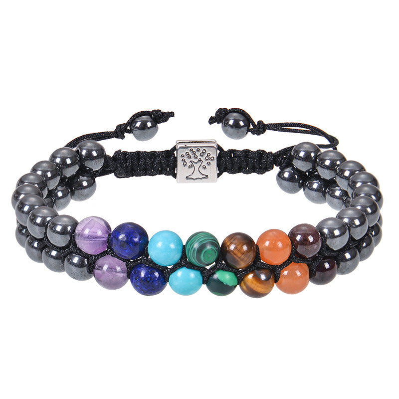 Stone Bead Yoga Meditation Bracelet Healing Crystal Double Layer Bracelet