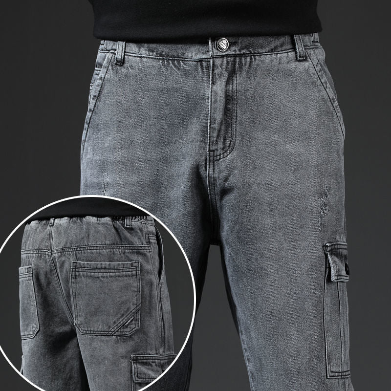 Jeans multi-poches pour vêtements de travail de style japonais, printemps et automne