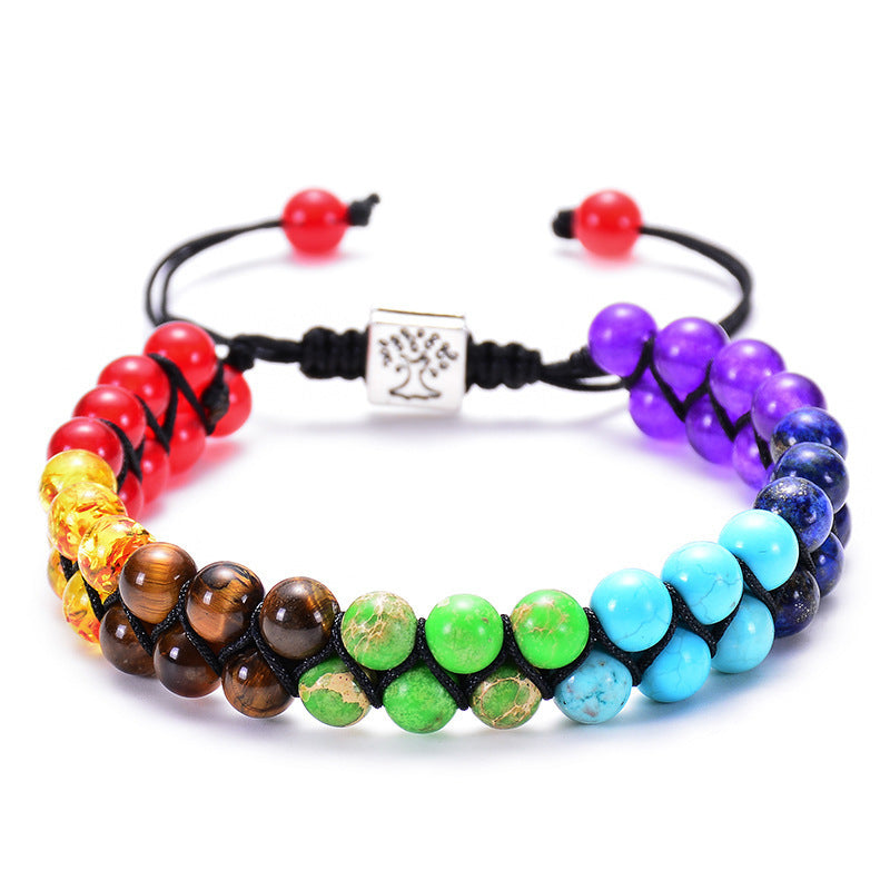 Stone Bead Yoga Meditation Bracelet Healing Crystal Double Layer Bracelet