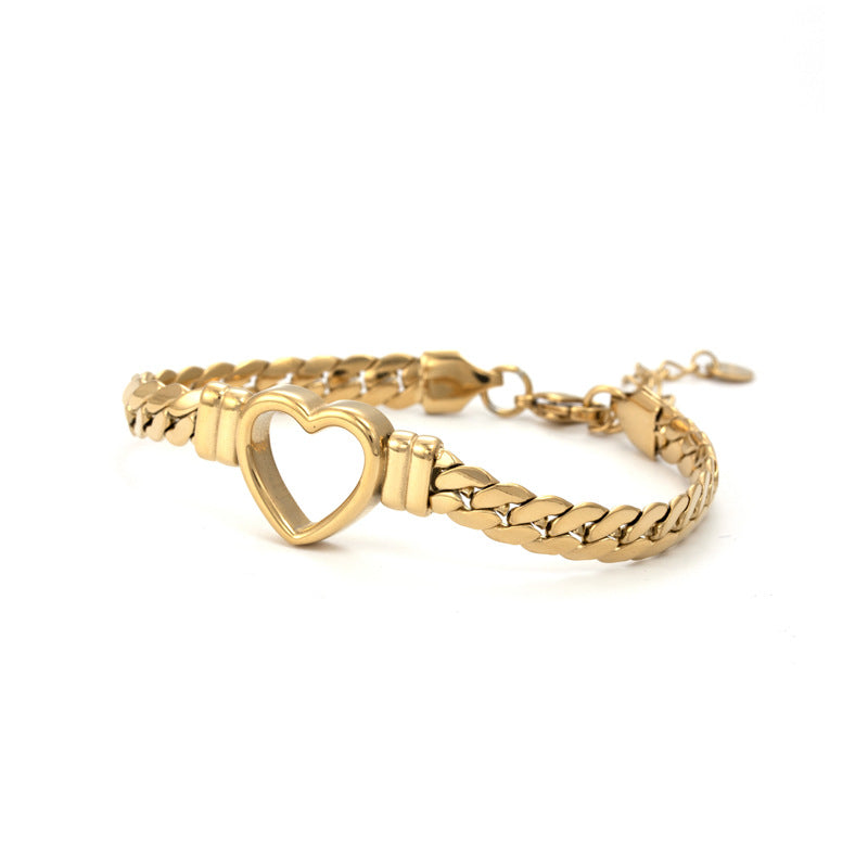 Fashion Simple Hollow Heart Titanium Steel Bracelet