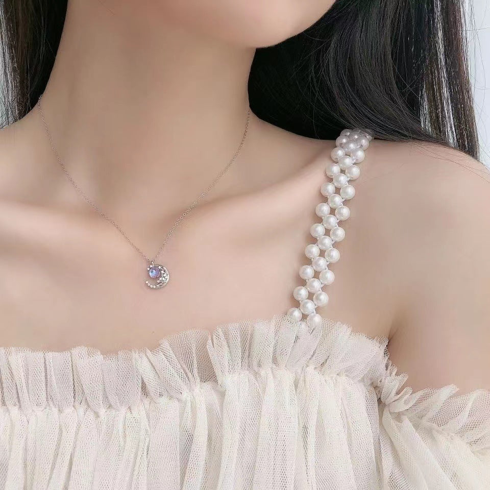 Dream Fall Star Moon Diamond Inlaid Clavicle Necklace