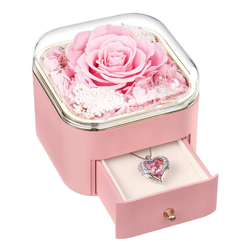 Rose Flower Drawer Jewelry Box Earrings Ring Necklace Storage Valentine's Day Gift Box Romantic Jewelry Packaging Box