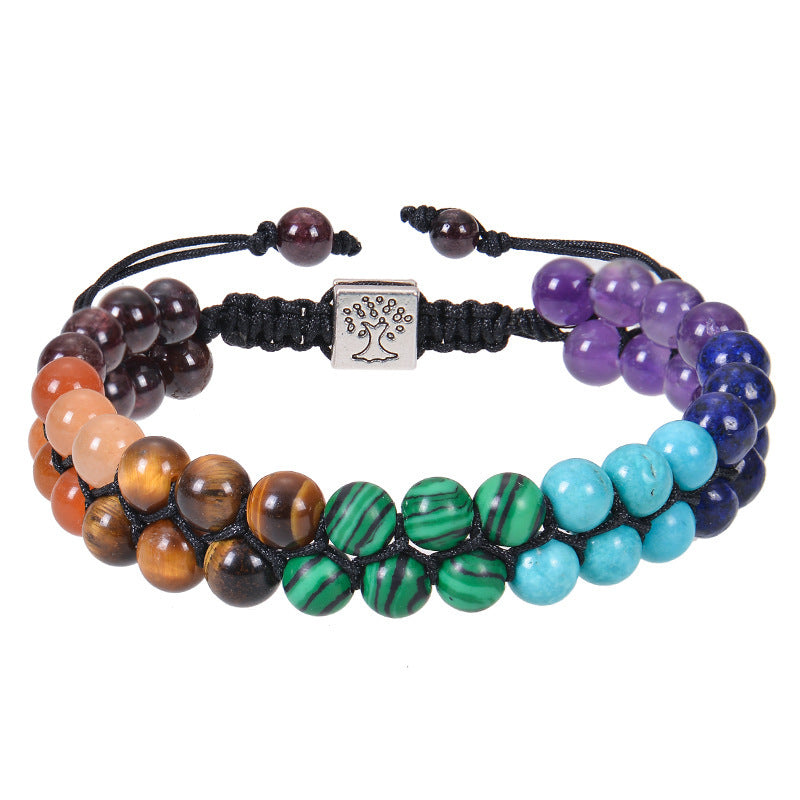 Stone Bead Yoga Meditation Bracelet Healing Crystal Double Layer Bracelet