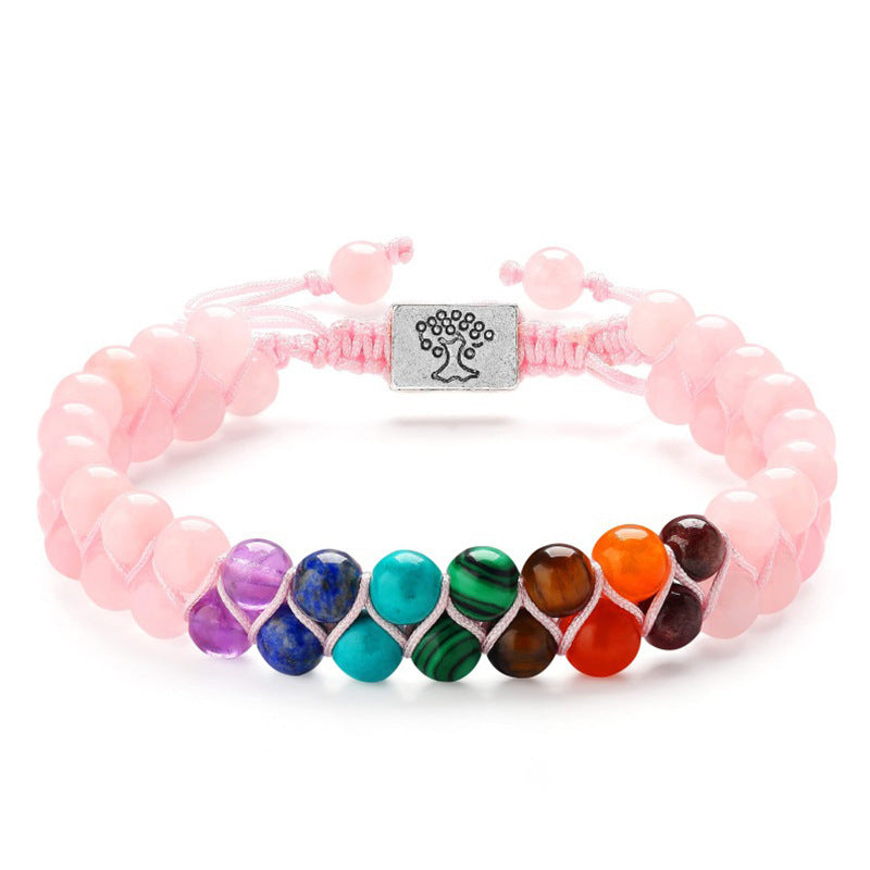 Stone Bead Yoga Meditation Bracelet Healing Crystal Double Layer Bracelet