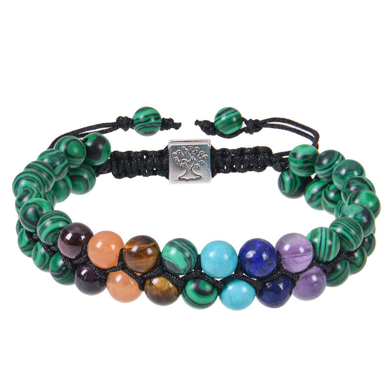 Stone Bead Yoga Meditation Bracelet Healing Crystal Double Layer Bracelet