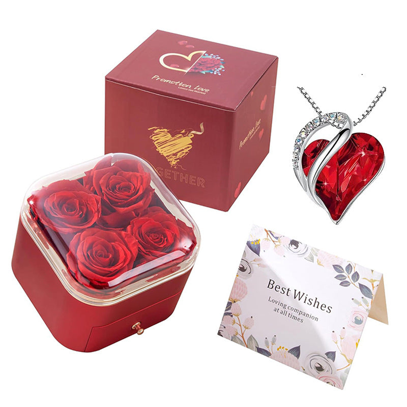 Rose Flower Drawer Jewelry Box Earrings Ring Necklace Storage Valentine's Day Gift Box Romantic Jewelry Packaging Box