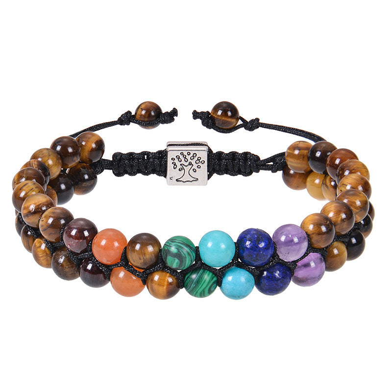 Stone Bead Yoga Meditation Bracelet Healing Crystal Double Layer Bracelet