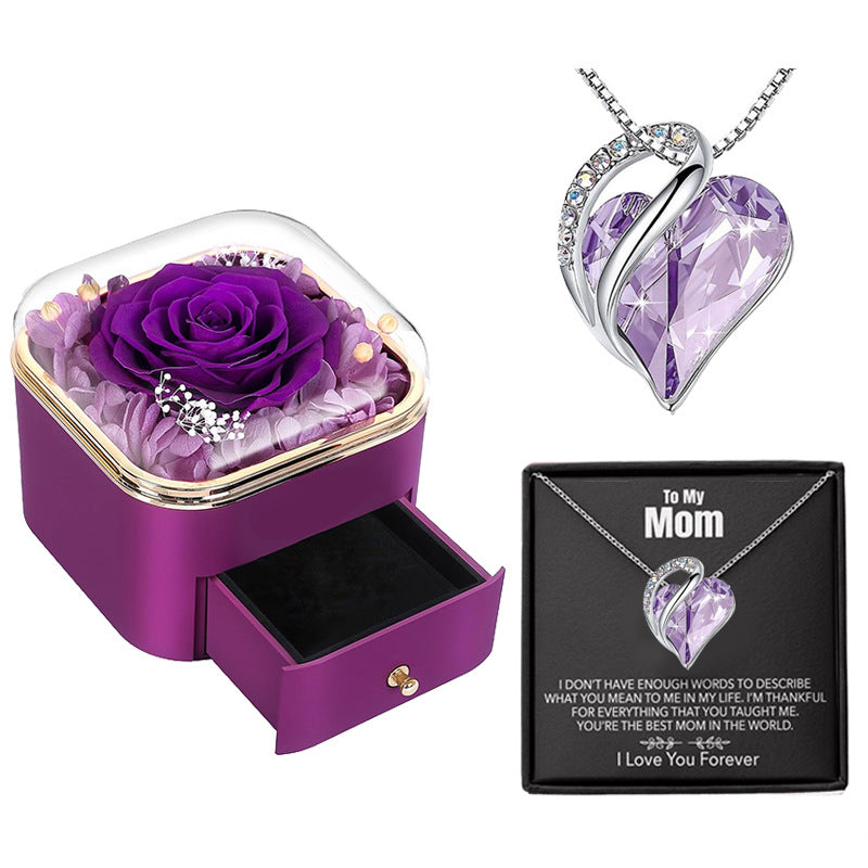 Rose Flower Drawer Jewelry Box Earrings Ring Necklace Storage Valentine's Day Gift Box Romantic Jewelry Packaging Box