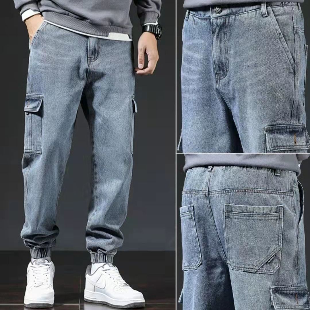 Jeans multi-poches pour vêtements de travail de style japonais, printemps et automne