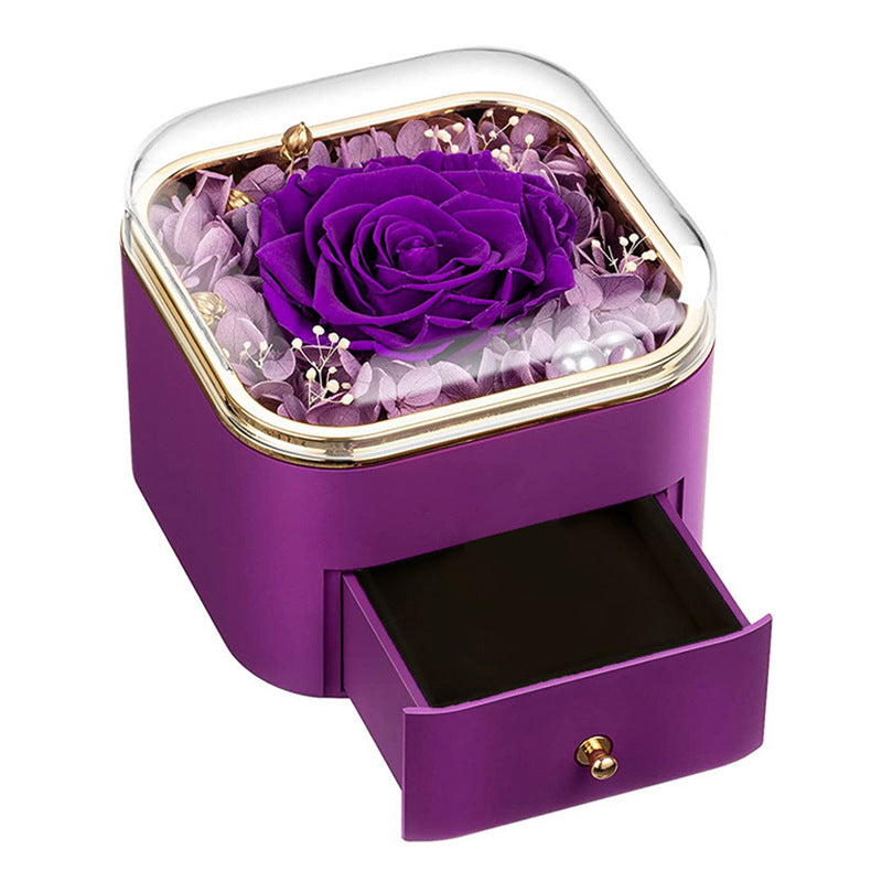 Rose Flower Drawer Jewelry Box Earrings Ring Necklace Storage Valentine's Day Gift Box Romantic Jewelry Packaging Box