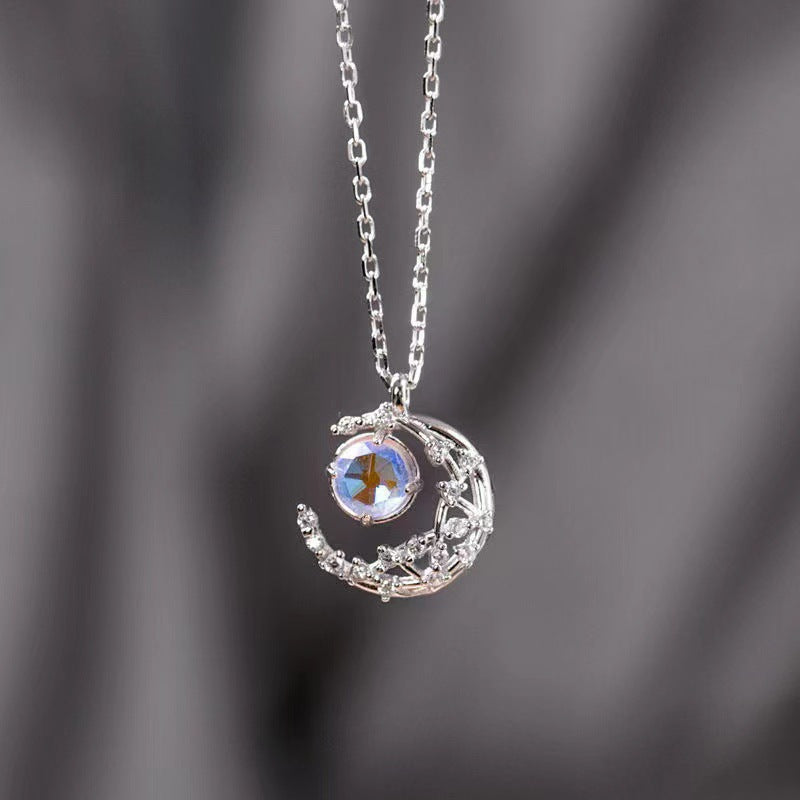 Dream Fall Star Moon Diamond Inlaid Clavicle Necklace