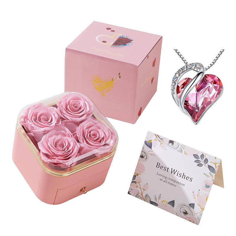 Rose Flower Drawer Jewelry Box Earrings Ring Necklace Storage Valentine's Day Gift Box Romantic Jewelry Packaging Box