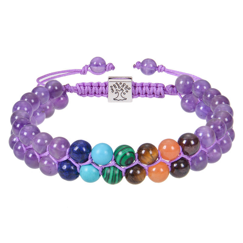 Stone Bead Yoga Meditation Bracelet Healing Crystal Double Layer Bracelet