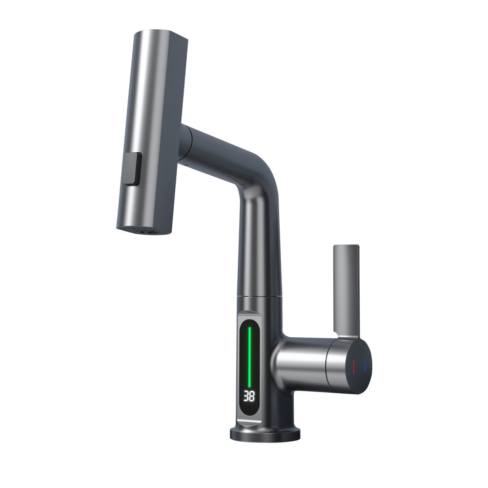 Intelligent Pull-out Basin Faucet With Temperature Display