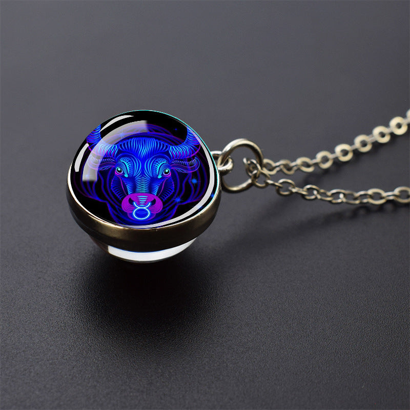 Luminous 12 Constellation Necklace 20mm Silver Creative