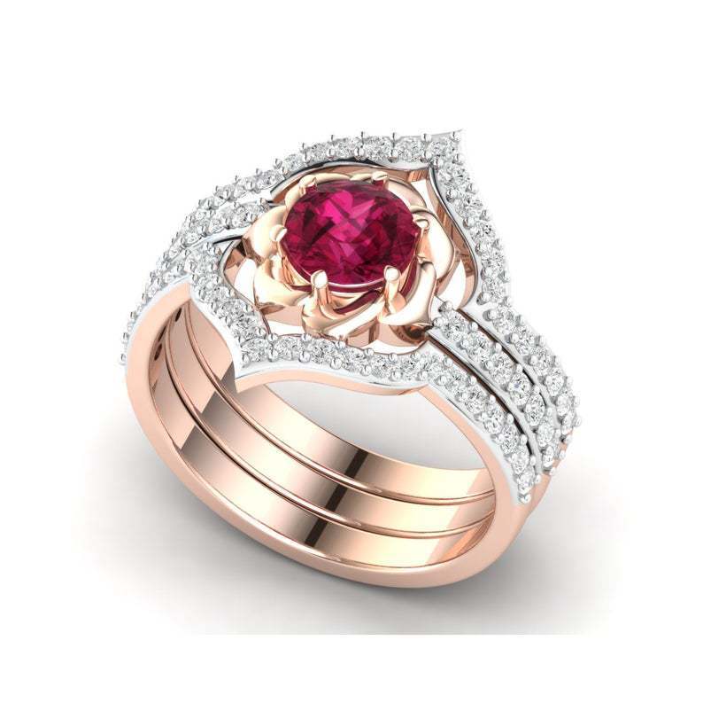 Bague fleur en or rose exquise