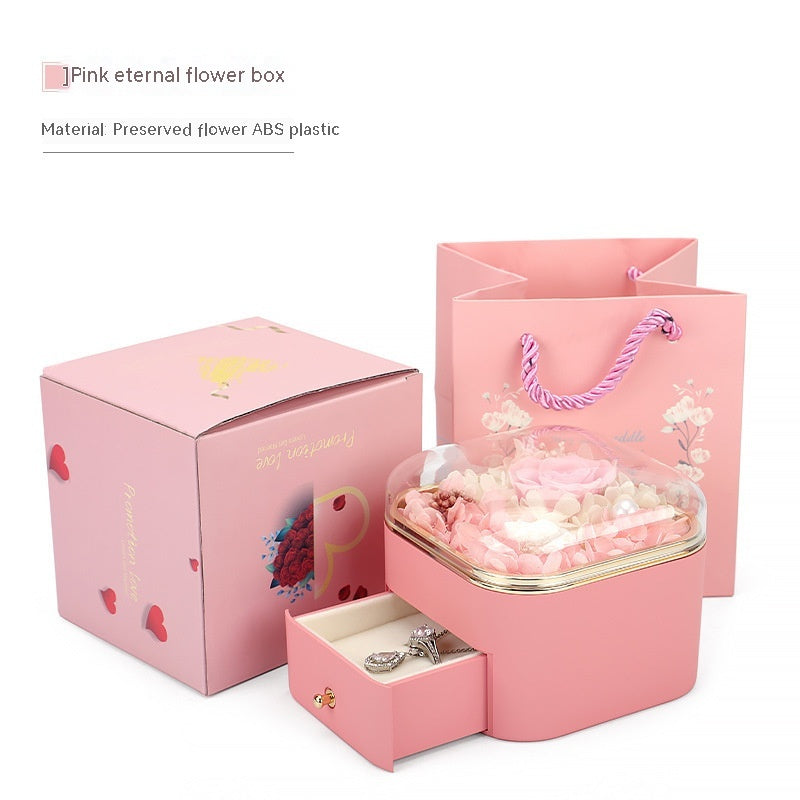 Rose Flower Drawer Jewelry Box Earrings Ring Necklace Storage Valentine's Day Gift Box Romantic Jewelry Packaging Box