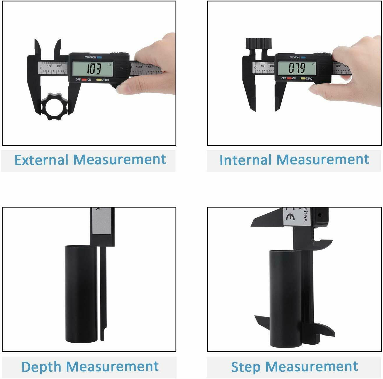 Digitaler Messschieber, elektronisches Messgerät, Kohlefaser-Vernier, Mikrometer-Lineal, 150 mm, 6