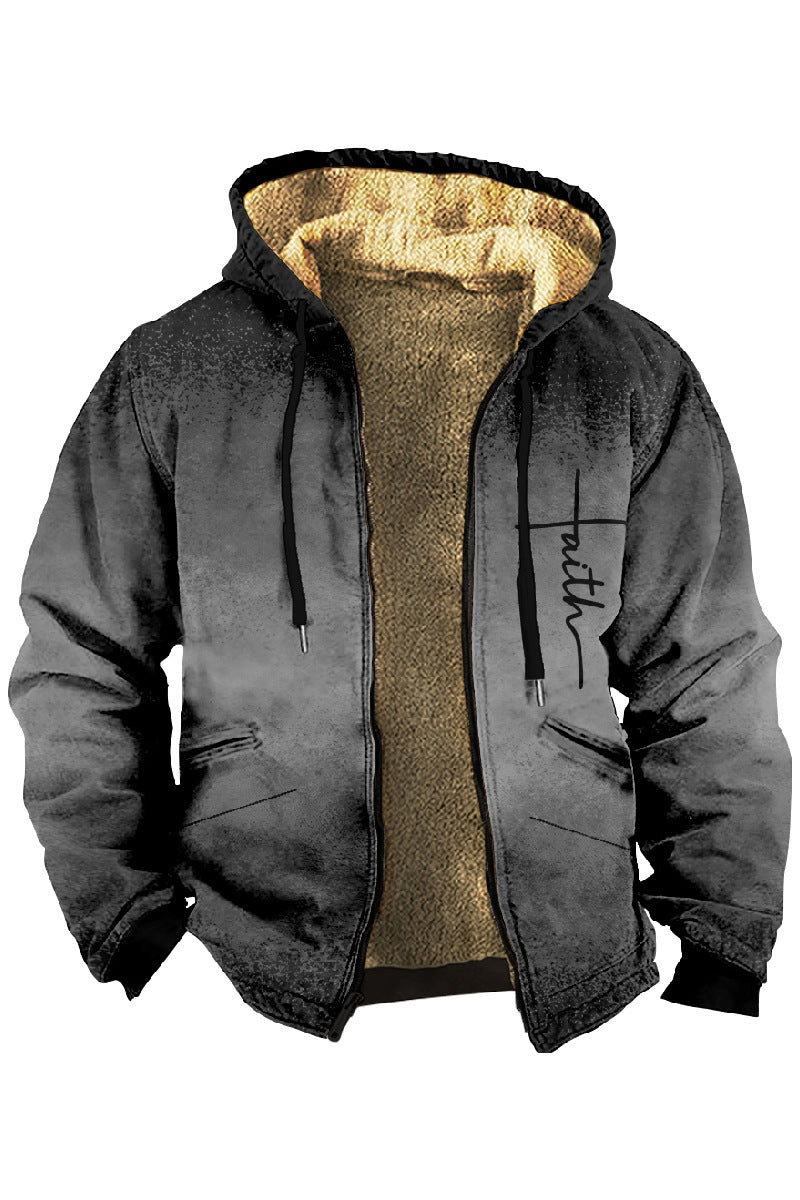 Herren-Jacke aus doppellagiger, dicker, mit Samt und Baumwolle gefütterter Thermo-Baumwolljacke