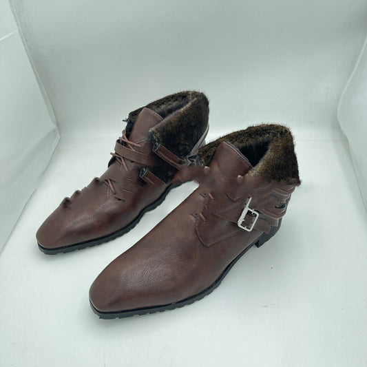 Tête ronde à lacets sur le devant, bouche en laine, coupe basse, Style britannique, talon épais, bottes basses pour hommes