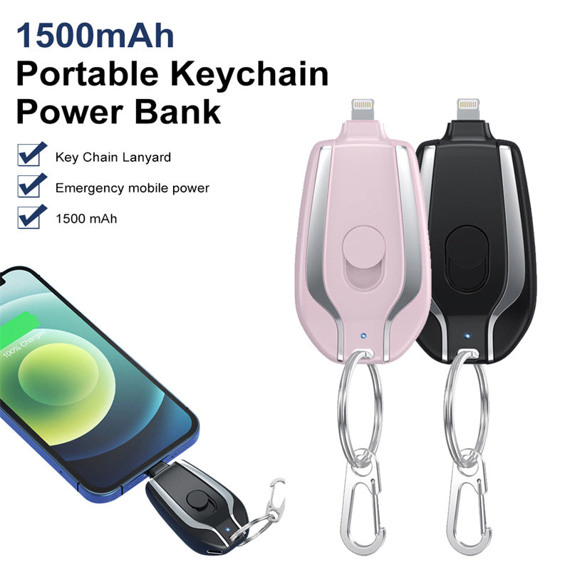 1500mAh Mini Power Emergency Pod Keychain Charger With Type-C Ultra-Compact Mini Battery Pack Fast Charging Backup Power Bank - Lavish Klass