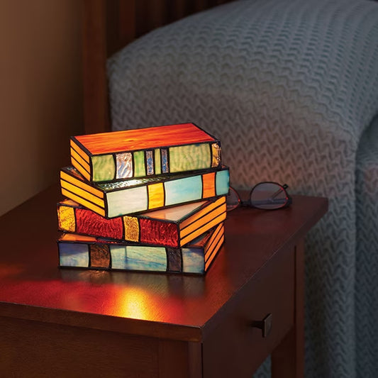 Colored Glass Folding Book Resin Craft Table Lamp