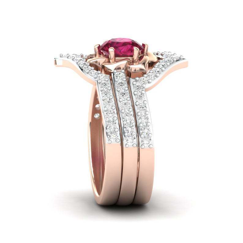 Bague fleur en or rose exquise