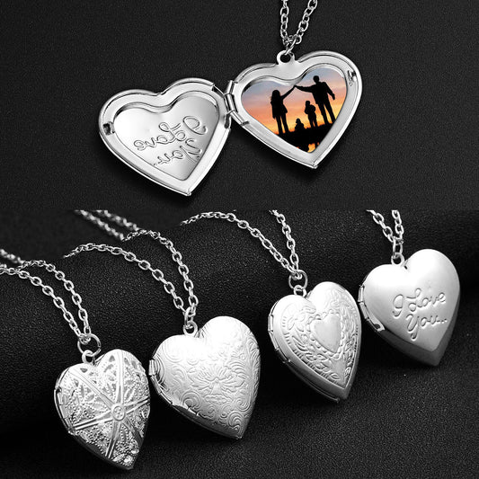 Collier d'amour au Design sculpté, pendentif personnalisé avec cadre Photo en forme de cœur pour femmes, bijoux de famille pour la saint-valentin