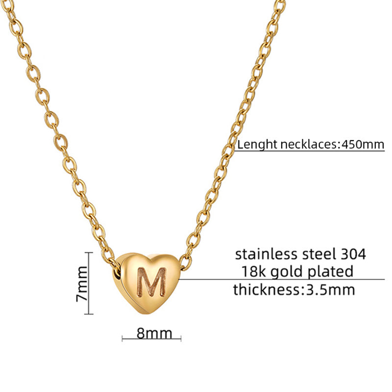 Ins Style Love Letter Necklace Women Stainless Steel Heart-shaped Niche Clavicle Chain Fashion Necklace