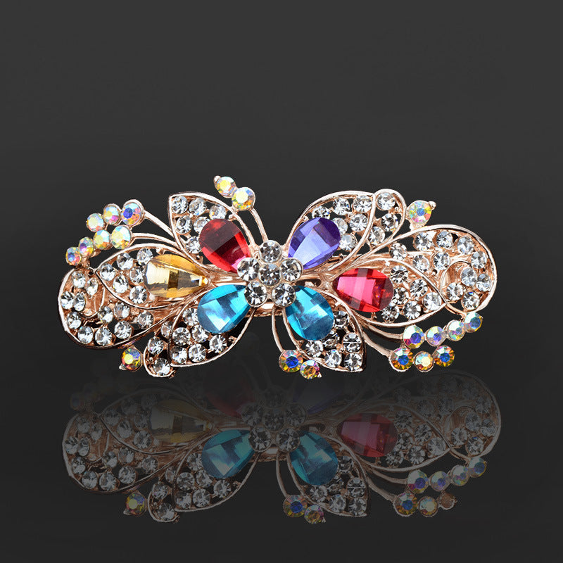 Rhinestone Barrettes Female Word Spring Clip