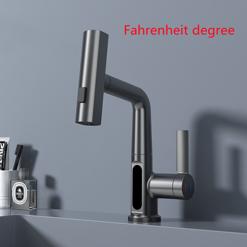 Intelligent Pull-out Basin Faucet With Temperature Display