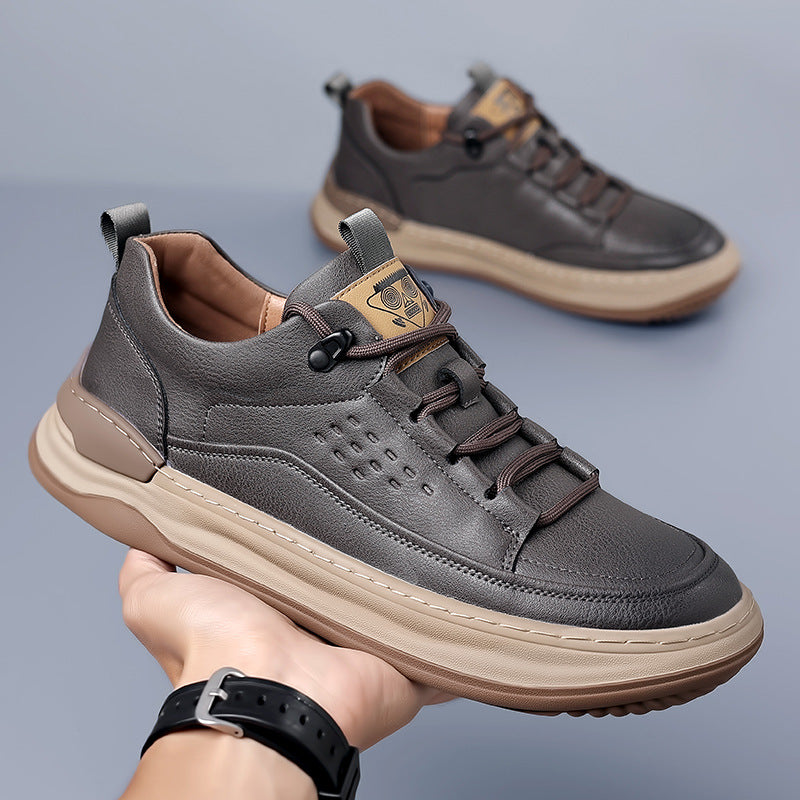 Herbst neue Herren Leder atmungsaktive weiche Sohle Sneakers