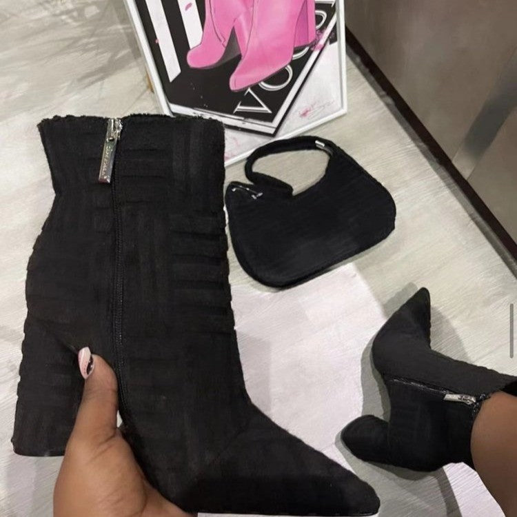 Bottes à talons pour femmes, chaussures à bout pointu