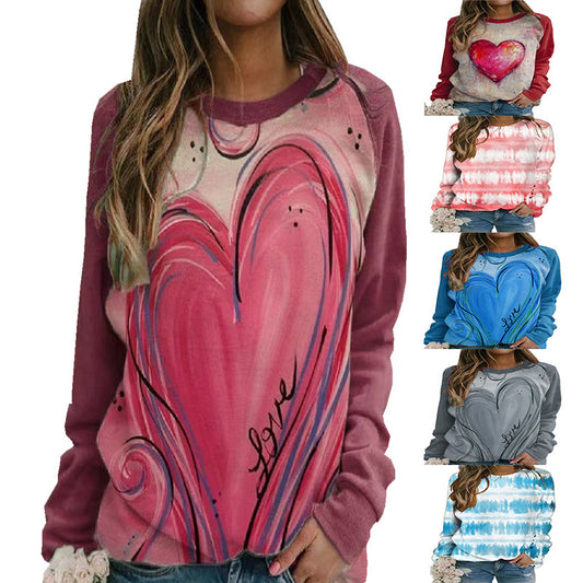 WOMEN'S LOOSE-FITTING CASUAL ROUND-NECK LONG-SLEEVED PRINTED T-SHIRT