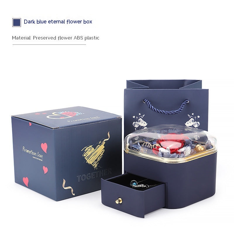 Rose Flower Drawer Jewelry Box Earrings Ring Necklace Storage Valentine's Day Gift Box Romantic Jewelry Packaging Box