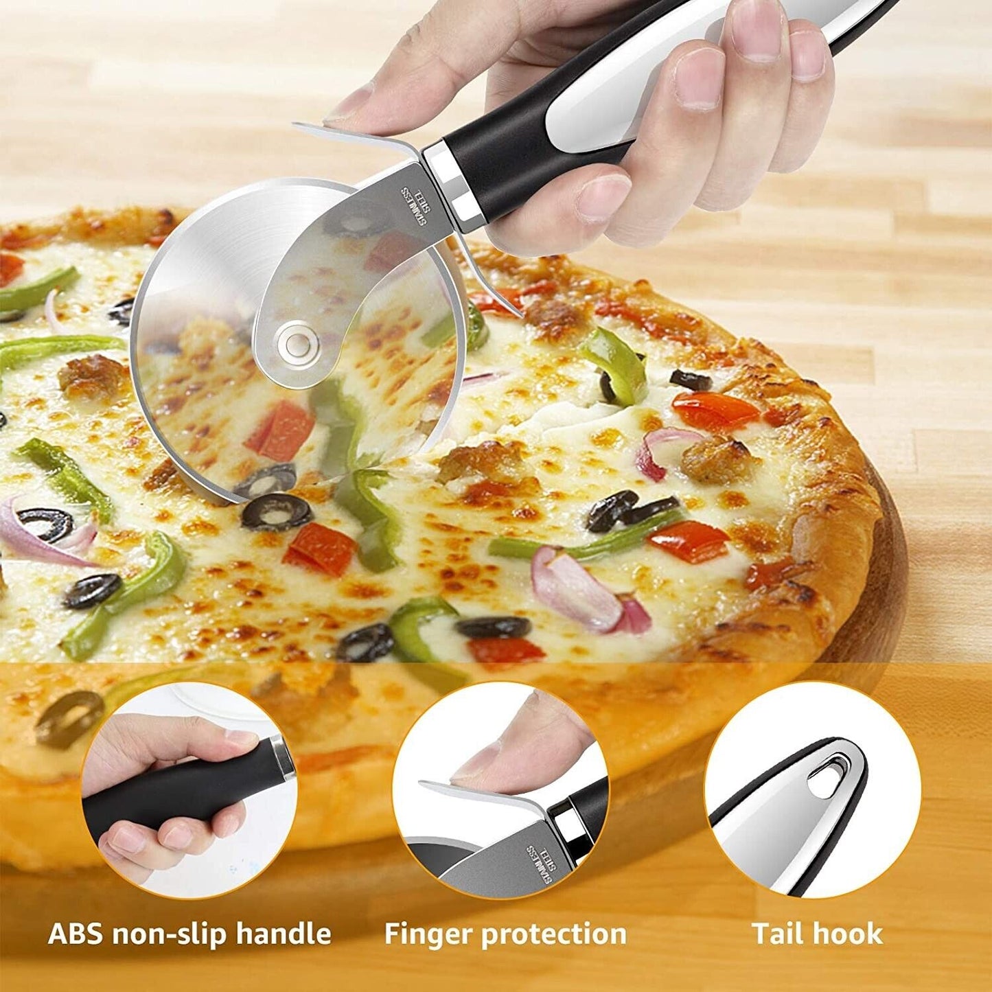 Coupe-Pizza WheelPizza Cutter Roue de coupe-pizza en acier inoxydable Super trancheuse à pizza