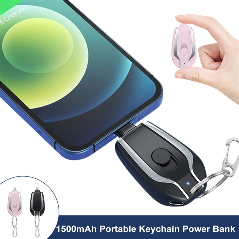 1500mAh Mini Power Emergency Pod Keychain Charger With Type-C Ultra-Compact Mini Battery Pack Fast Charging Backup Power Bank - Lavish Klass