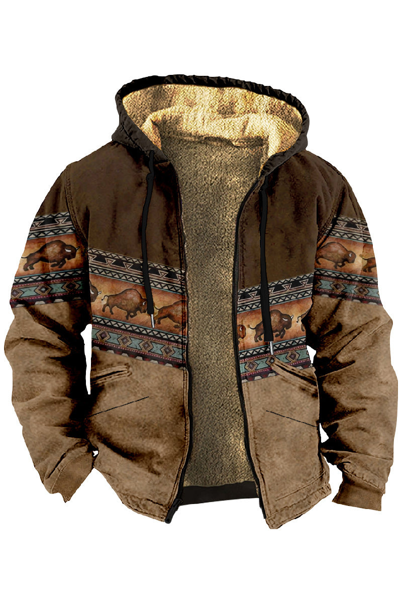 Herren-Jacke aus doppellagiger, dicker, mit Samt und Baumwolle gefütterter Thermo-Baumwolljacke