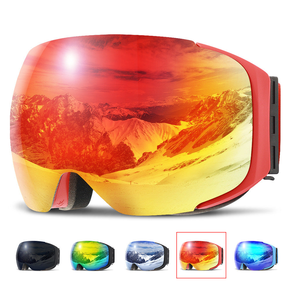 Magnet Ski Goggles Double Layer Anti Fog