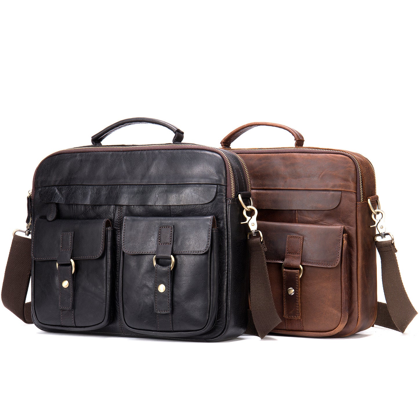 Men's Fashion Retro Top Layer Cowhide Messenger Bag