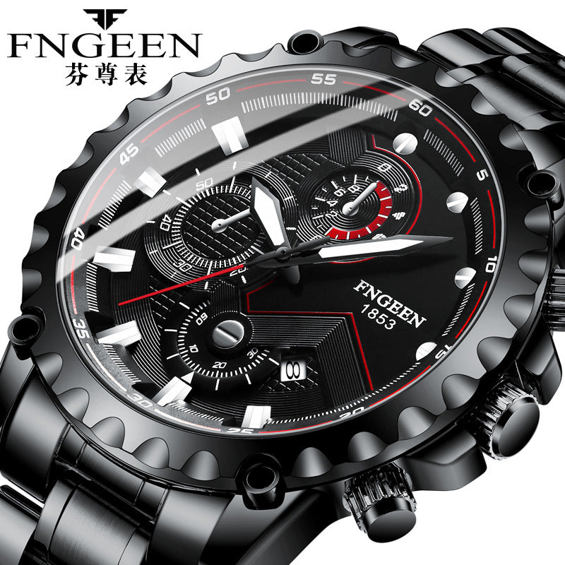 Men Black Internet Celebrity Waterproof Sports Fashion Stainless Steel Watch